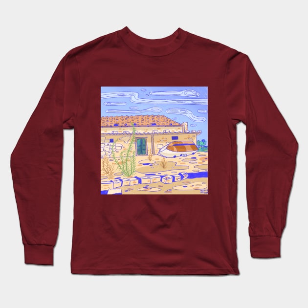 Mediterranean Landscape Long Sleeve T-Shirt by heliantusannuusart@gmail.com